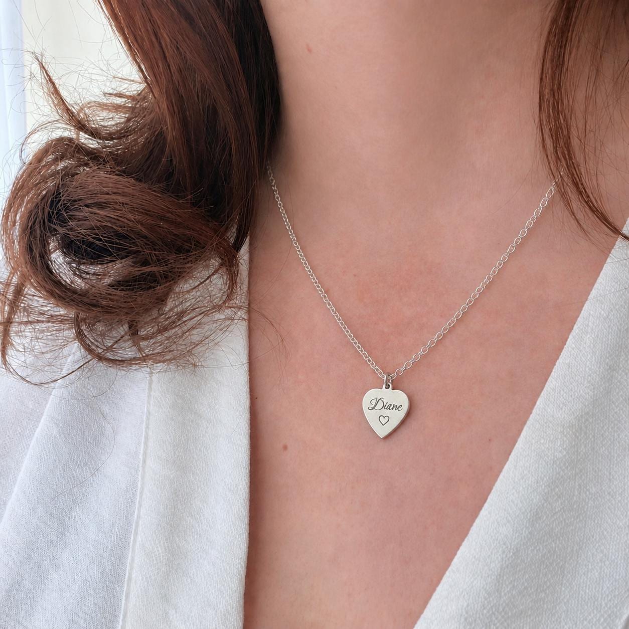 Engraved Silver Name Necklace, Gift for Daughter Birthday, Sterling Silver Personalised Jewellery