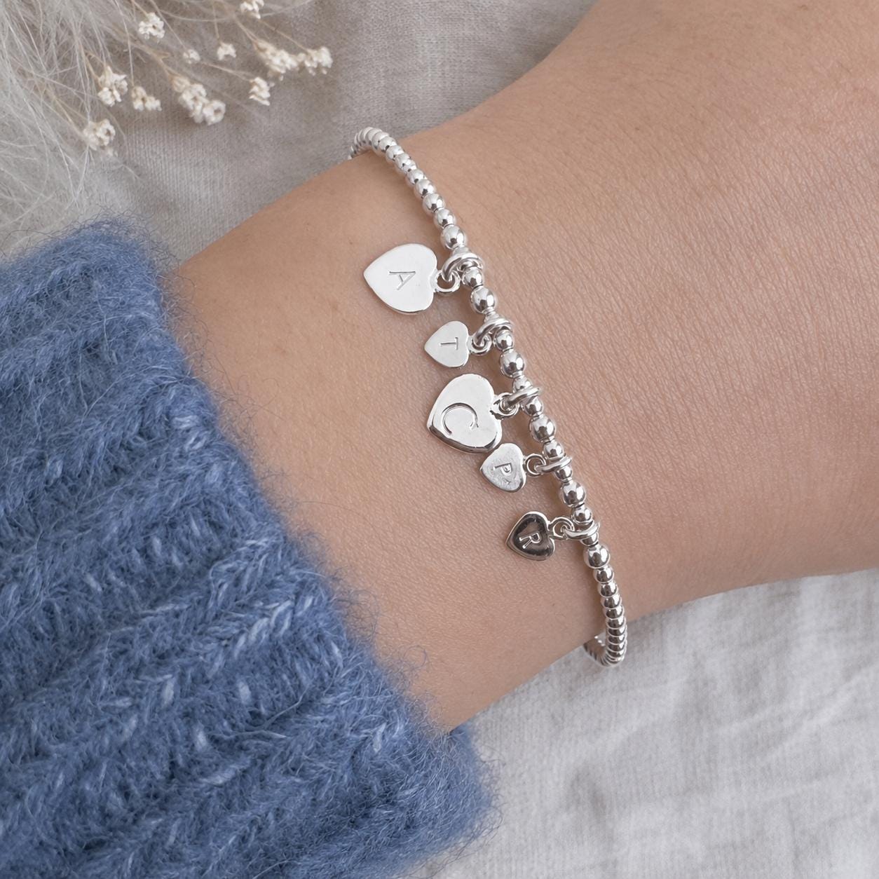 Nanny Charm Bracelet, Grandmother Mothers Day gift with family initials