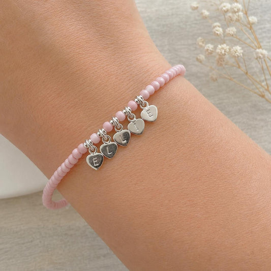 Beaded Name Bracelet personalised minimalist jewellery, Birthday Gift Idea for Women with seed beads