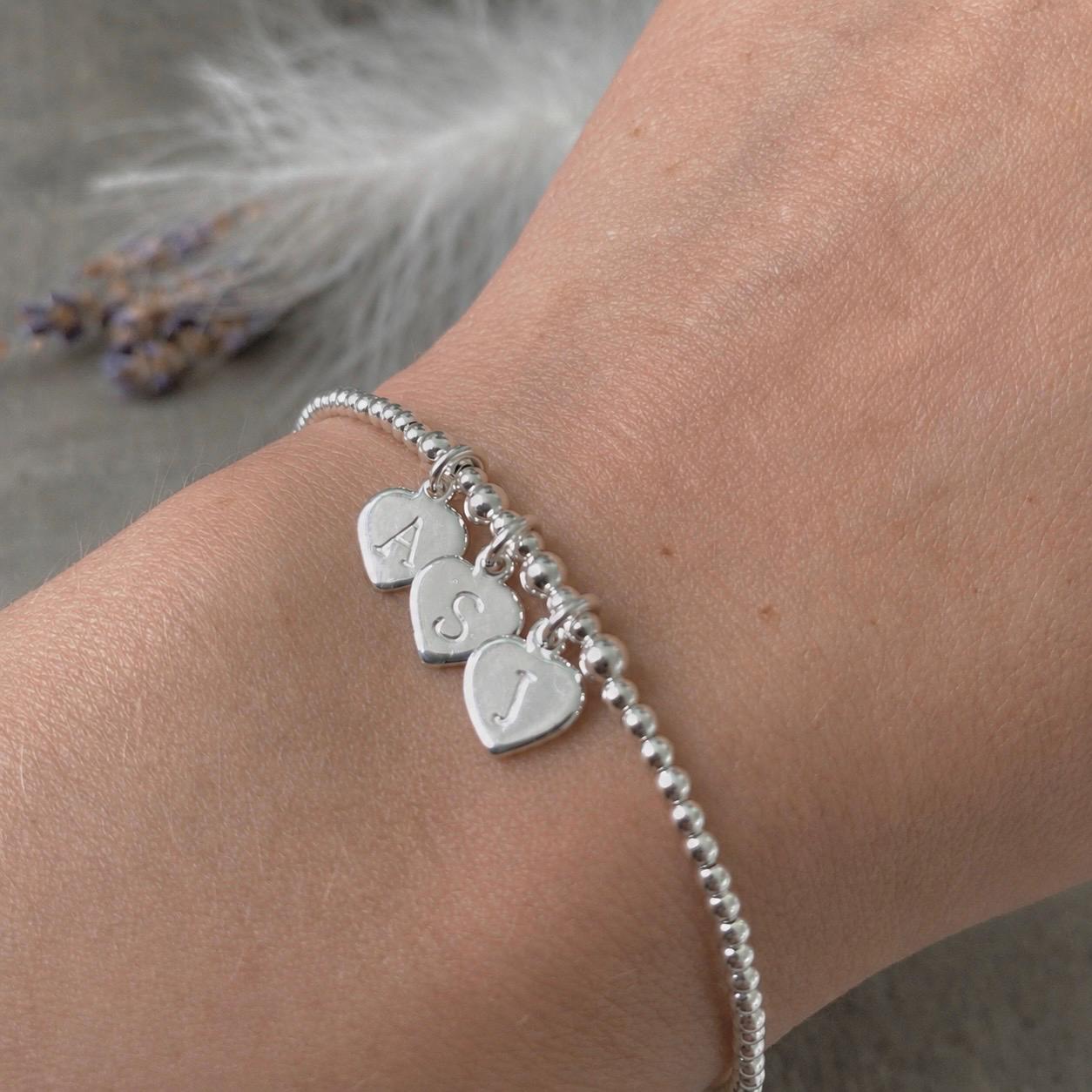 Personalised Family Initials Bracelet, Dainty Beaded Monogram Jewellery
