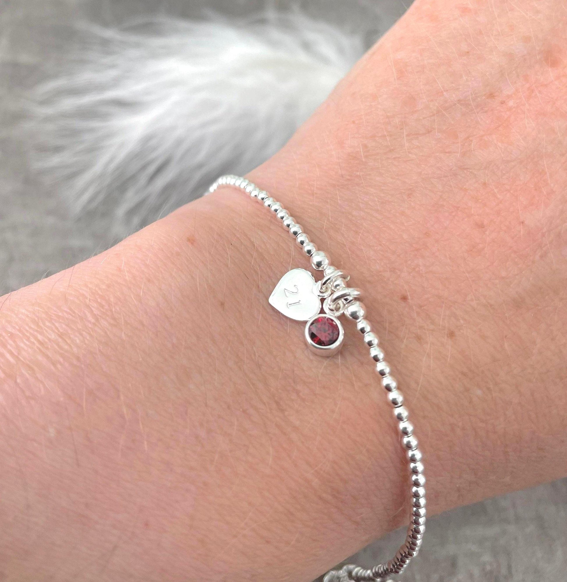 21st Birthday Milestone Gift, Dainty Bracelet with Cubic Zirconia Birthstone