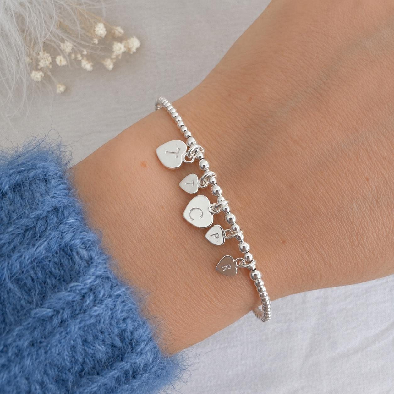 Nanny Charm Bracelet, Grandmother Mothers Day gift with family initials