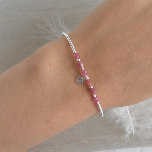 Personalised Tourmaline Bracelet, Dainty October Birthstone Jewellery in Sterling Silver
