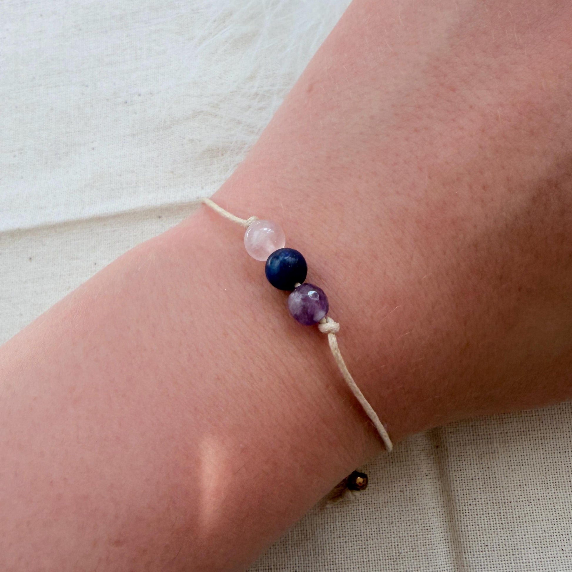 Friendship Gemstone Bracelet, Amethyst Lapis Lazuli Rose Quartz Bracelet, Meaningful Gift for Best Friend