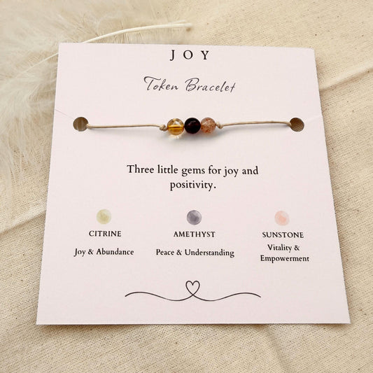Joy Gemstone Bracelet, Citrine Amethyst Sunstone Bracelet, Positive Gift for Her, Friendship Wish Bracelet