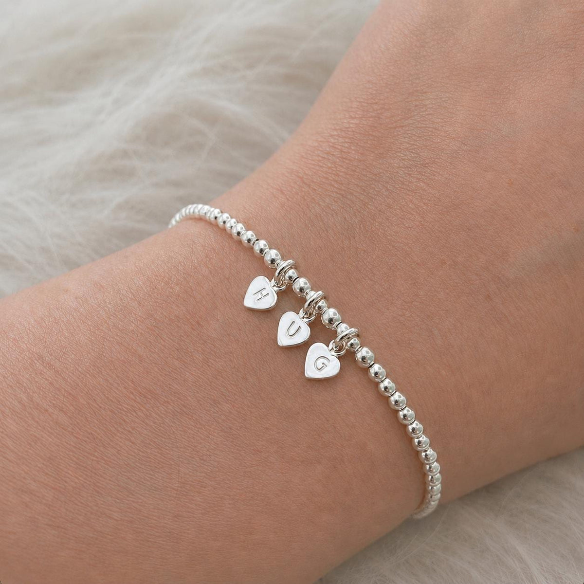 Sterling Silver Personalised Initials Memorial Bracelet, Tiny Remembrance Keepsake