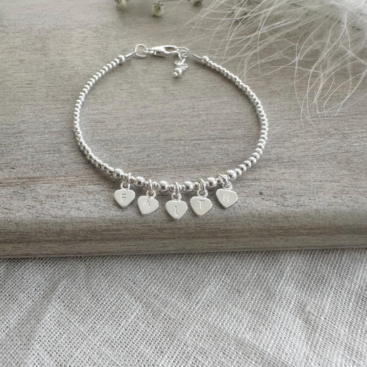 Sterling Silver Personalised Initials Memorial Bracelet, Tiny Remembrance Keepsake