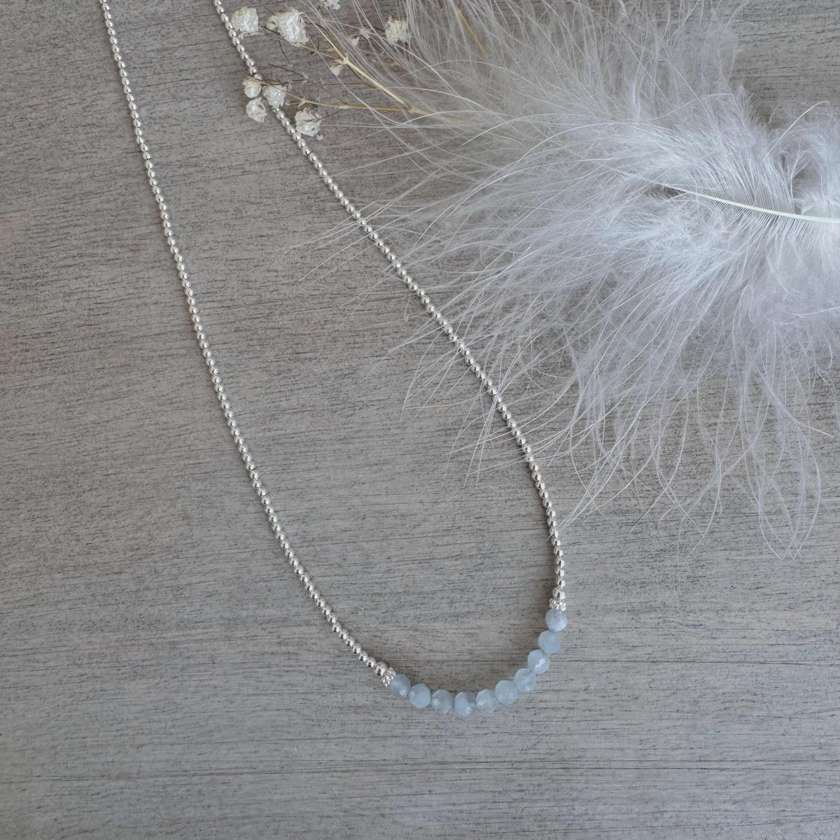 Beaded Birthstone Necklace in Gemstones and Sterling Silver