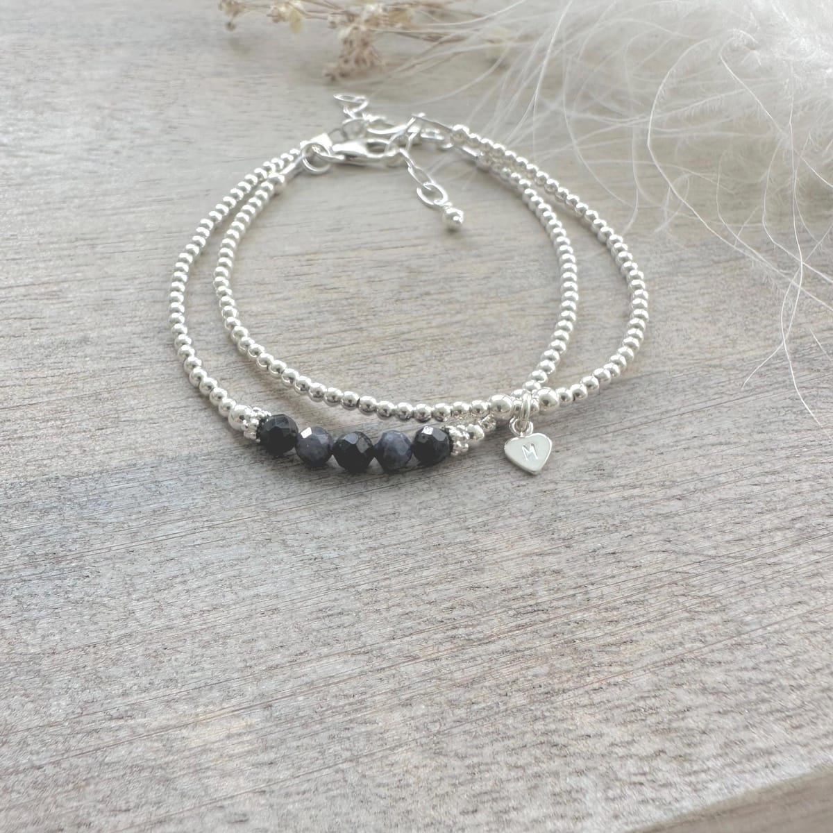 Personalised Sapphire Bracelet Set, September Birthstone Jewellery