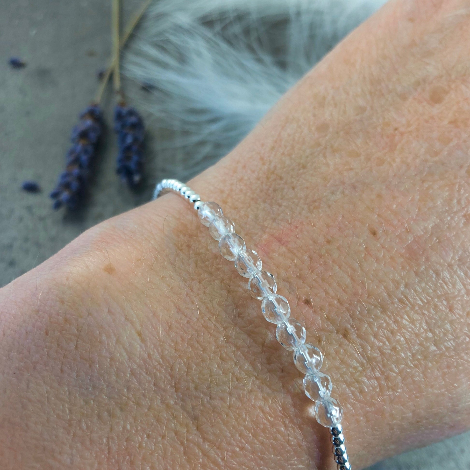 April Birthstone Bracelet, dainty stacking bracelet in sterling silver, new, Bracelets for Women, silver bracelet