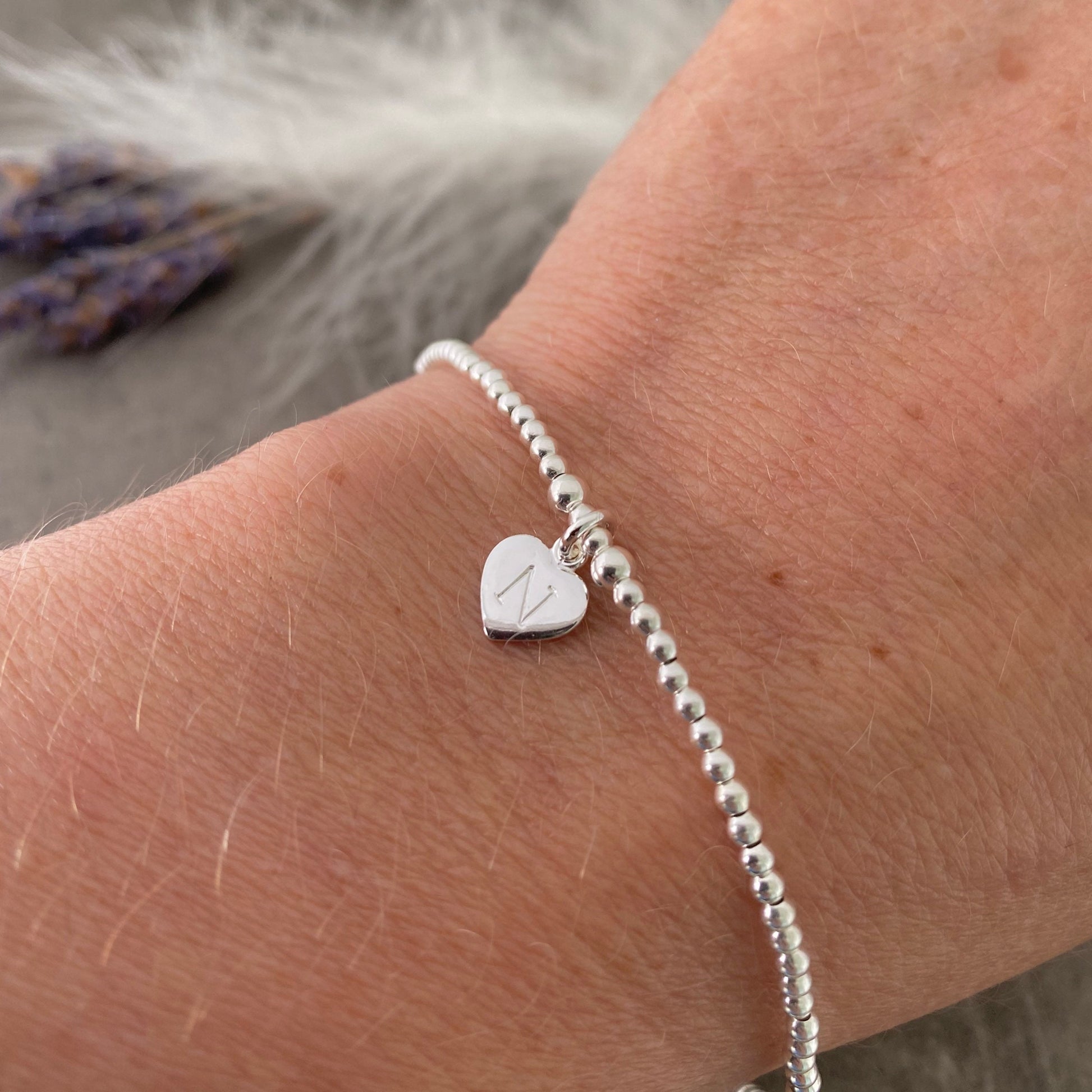 Prom Gift, Sterling Silver Initial Bracelet