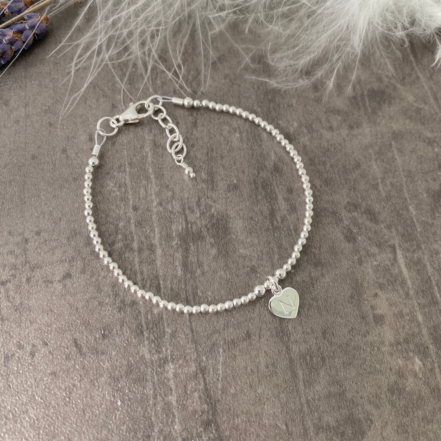Prom Gift, Sterling Silver Initial Bracelet