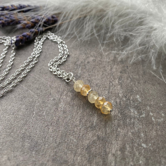 Dainty Citrine necklace, November birthstone, sterling silver faceted pendant gemstone necklace