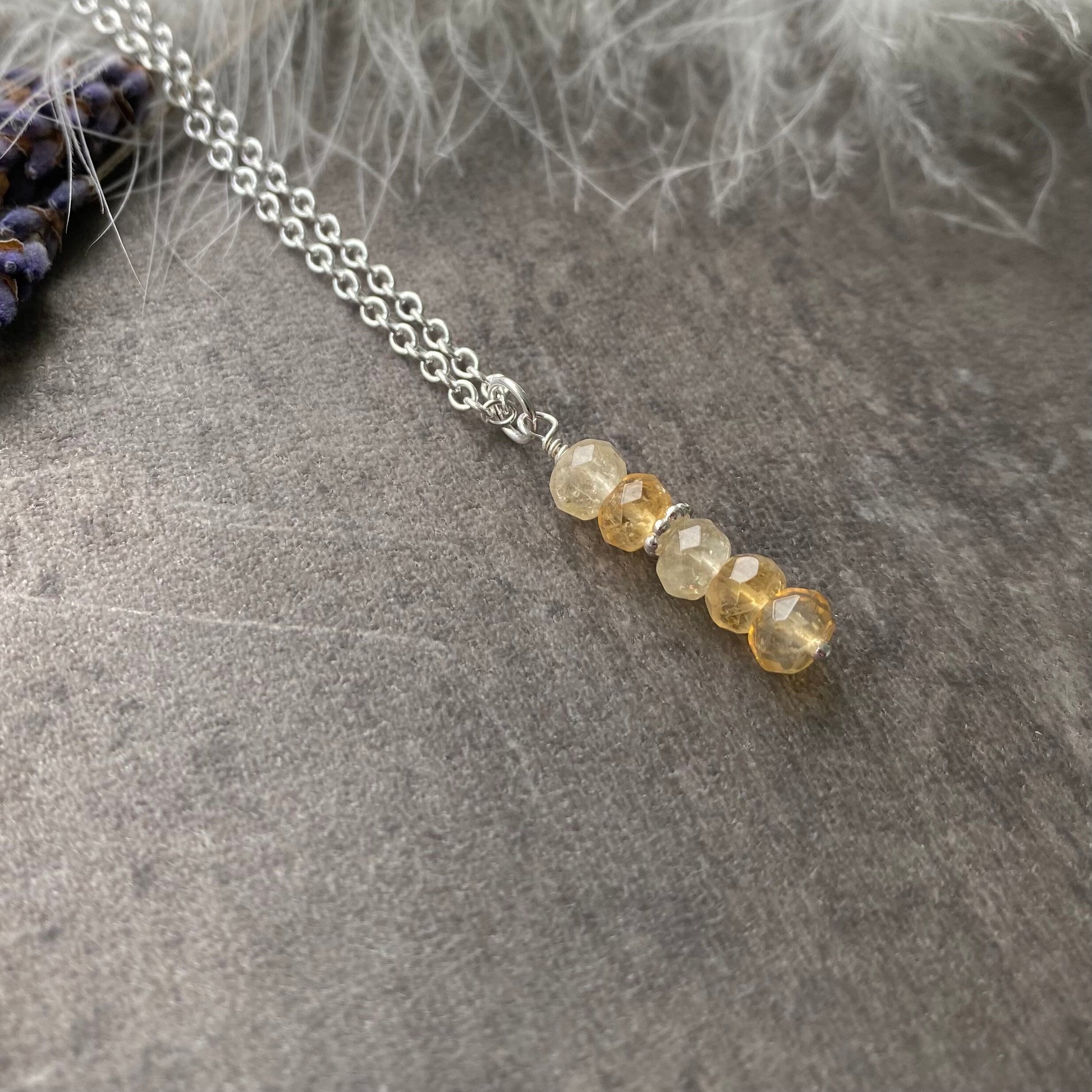 Dainty Citrine necklace, November birthstone, sterling silver faceted pendant gemstone necklace