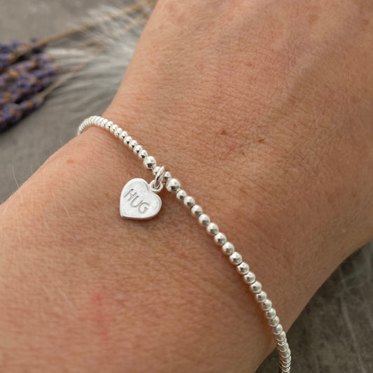 Dainty HUG Bracelet in Sterling Silver, Lockdown Gifts for Loved ones