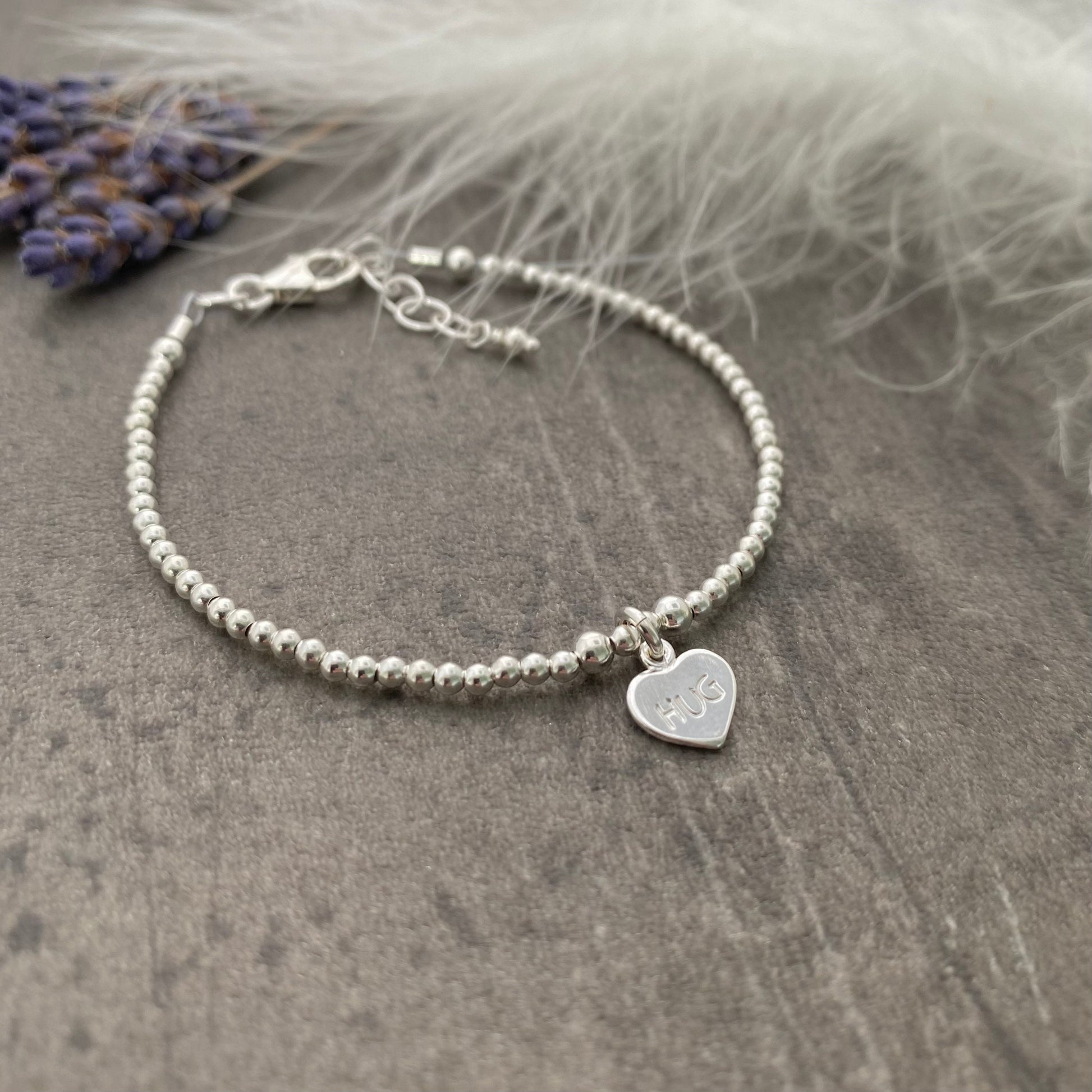 Dainty HUG Bracelet in Sterling Silver, Lockdown Gifts for Loved ones