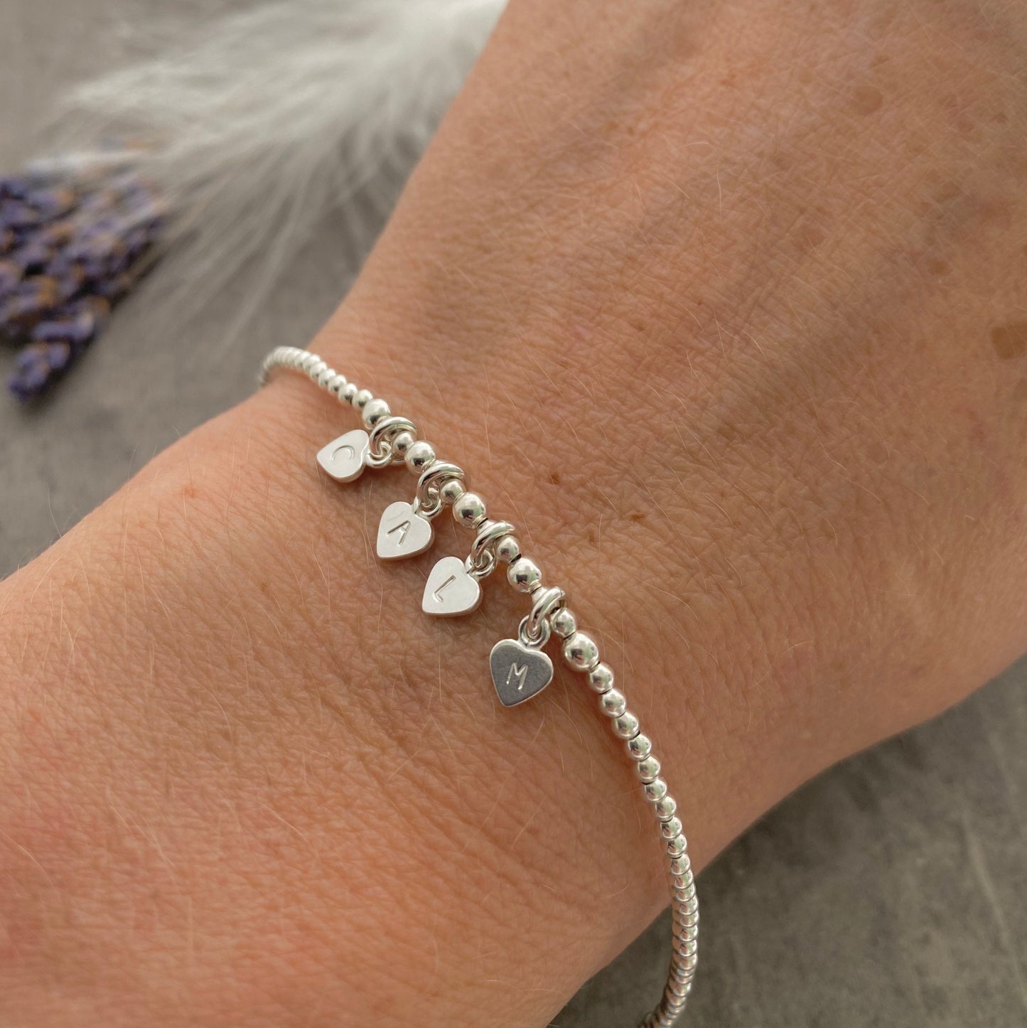 Dainty CALM Charm Bracelet, 925 silver , Positive Vibes Sterling Silver Word Jewellery