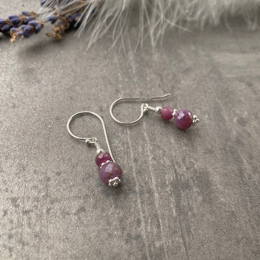 July Birthstone Ruby Earrings, Ruby Jewellery