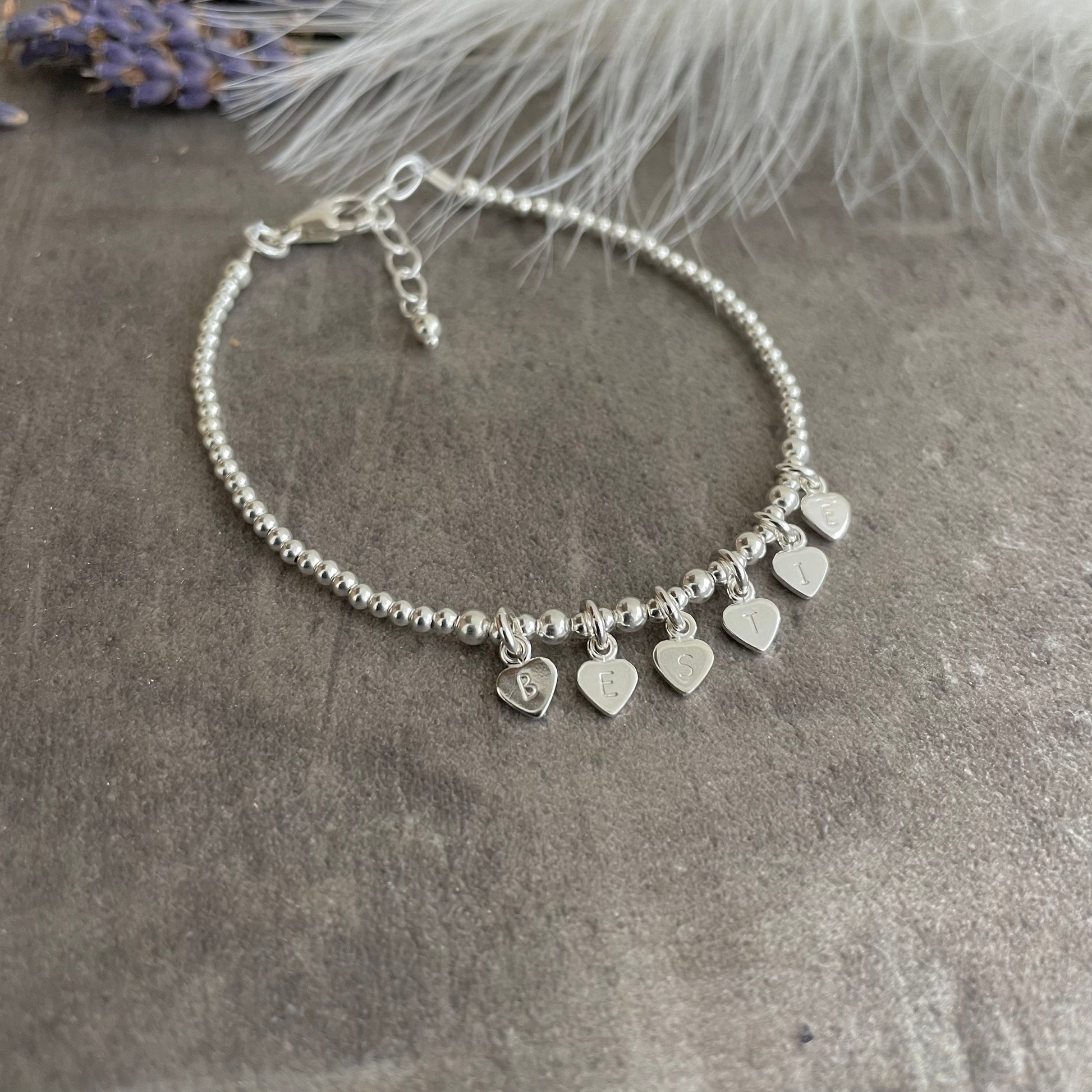 Dainty Bestie Charm Bracelet, Christmas Gift for bestie, Sterling Silver Jewellery for friend