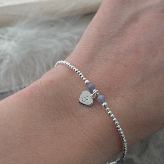 Delicate Personalised Birthstone Bracelet in Sterling Silver , birthday jewellery