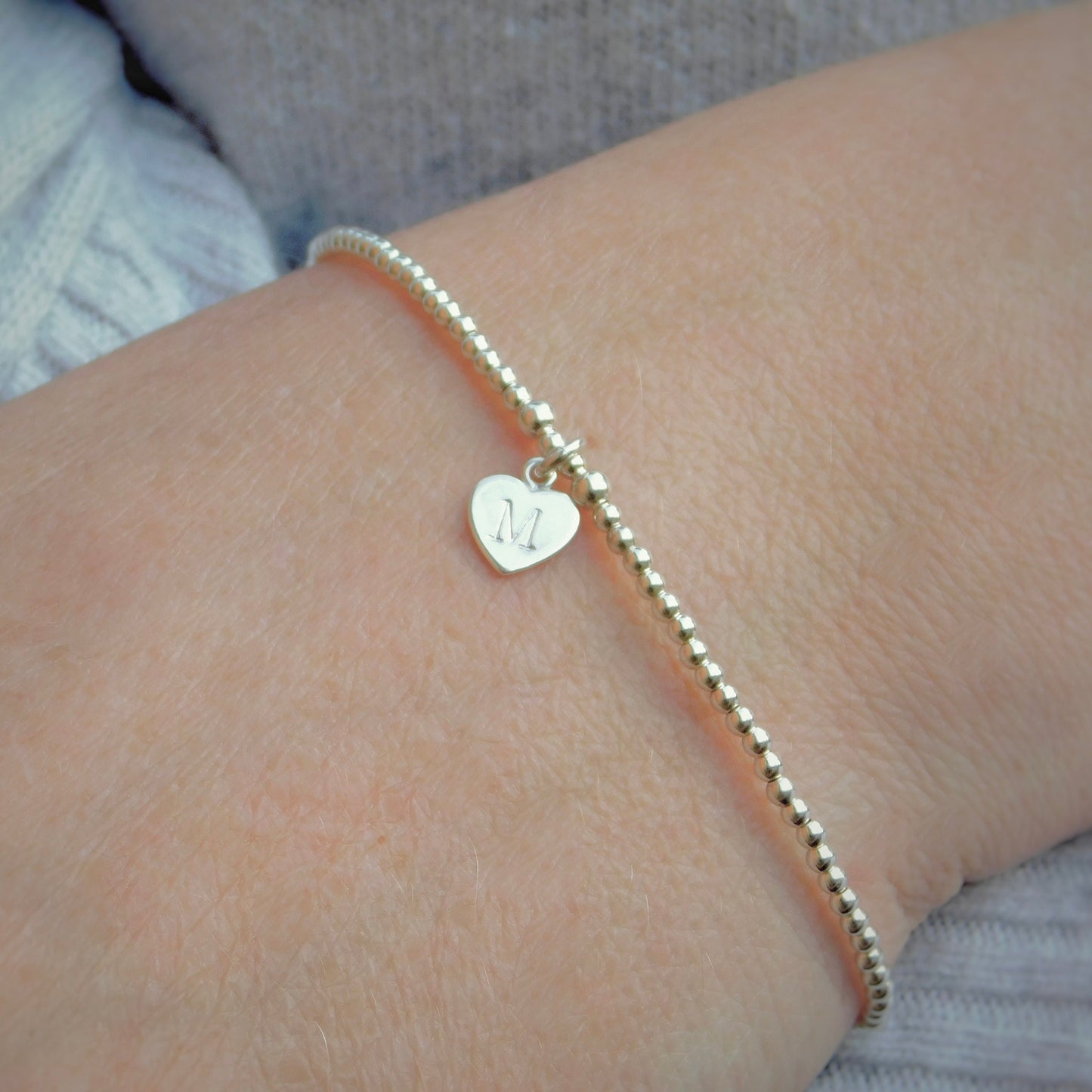 Prom Gift, Sterling Silver Initial Bracelet