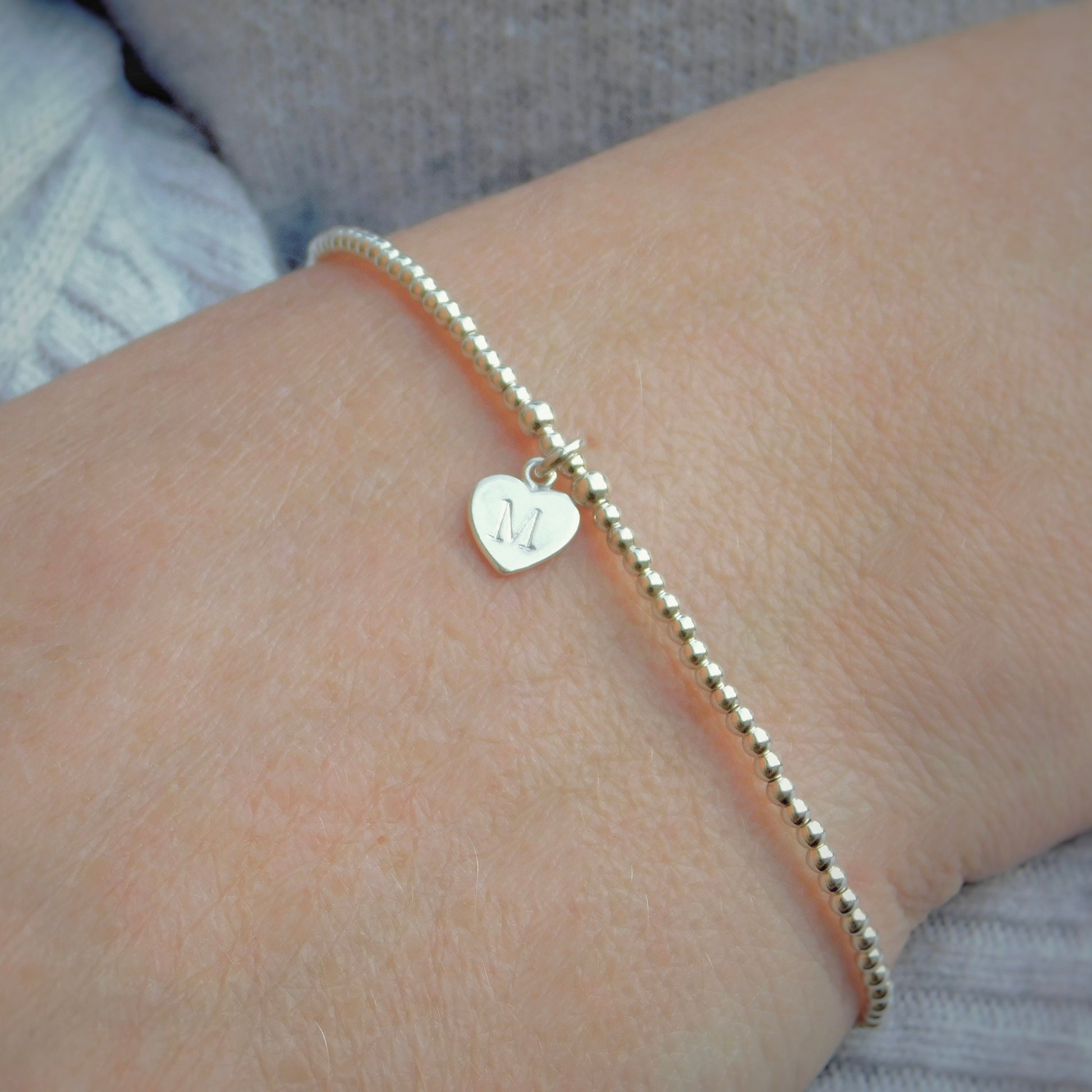 Prom Gift, Sterling Silver Initial Bracelet