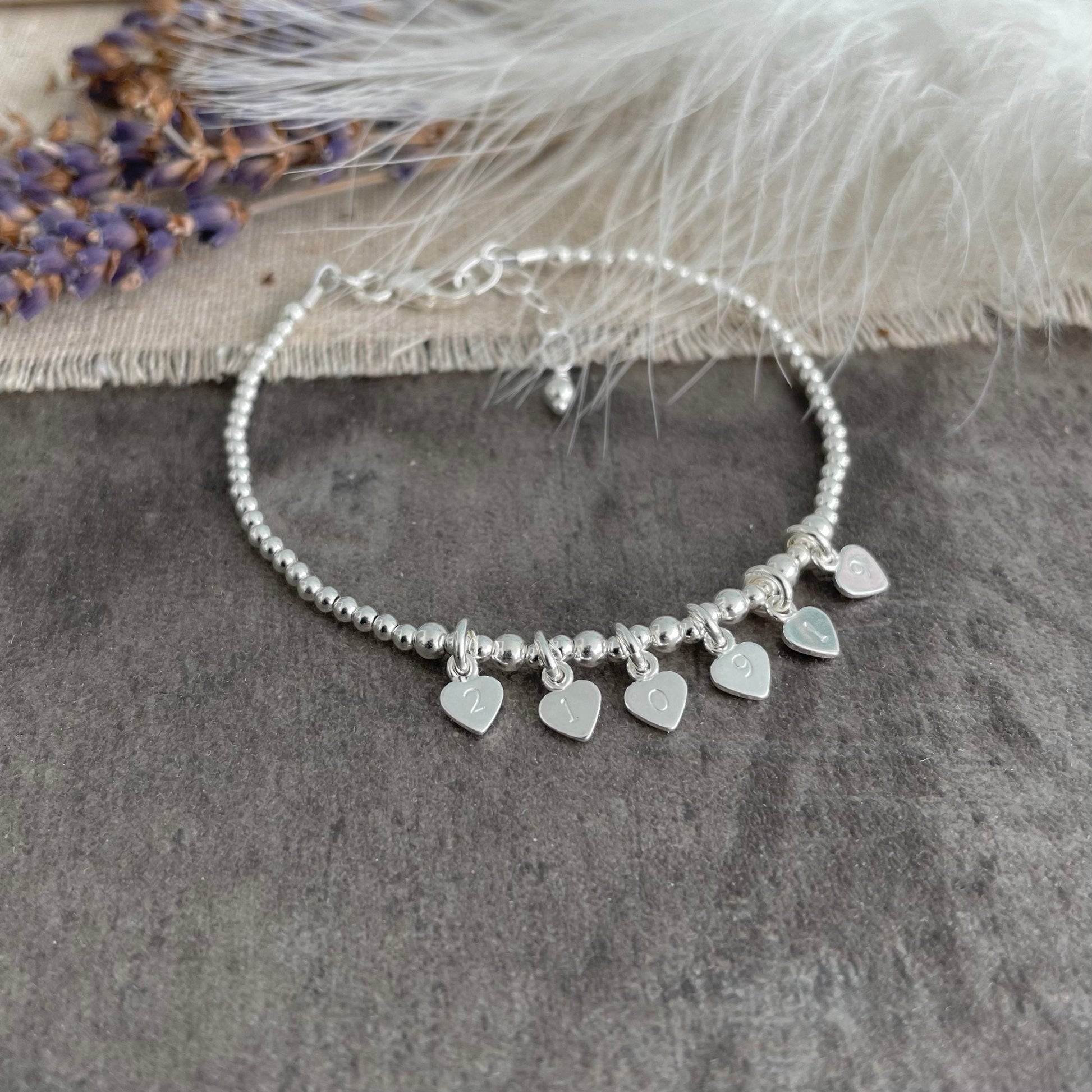Wedding Date Bracelet, Gift for bride, Anniversary Gift, Wedding Day Jewellery in Sterling Silver
