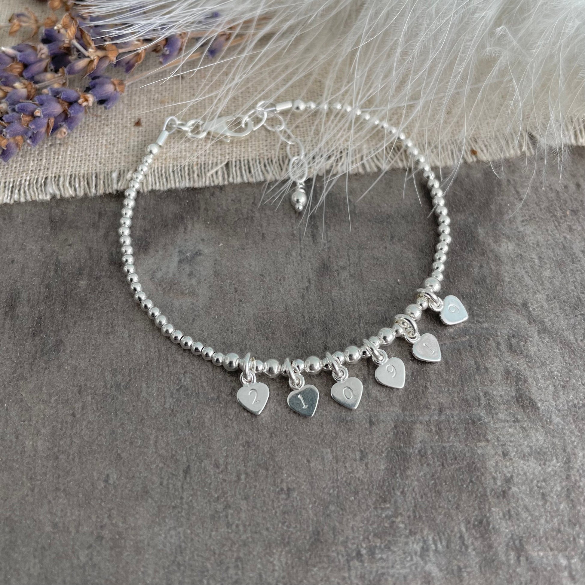 Bracelet for new mum, Dainty Date Bracelet with Baby Birth Date in Sterling Silver