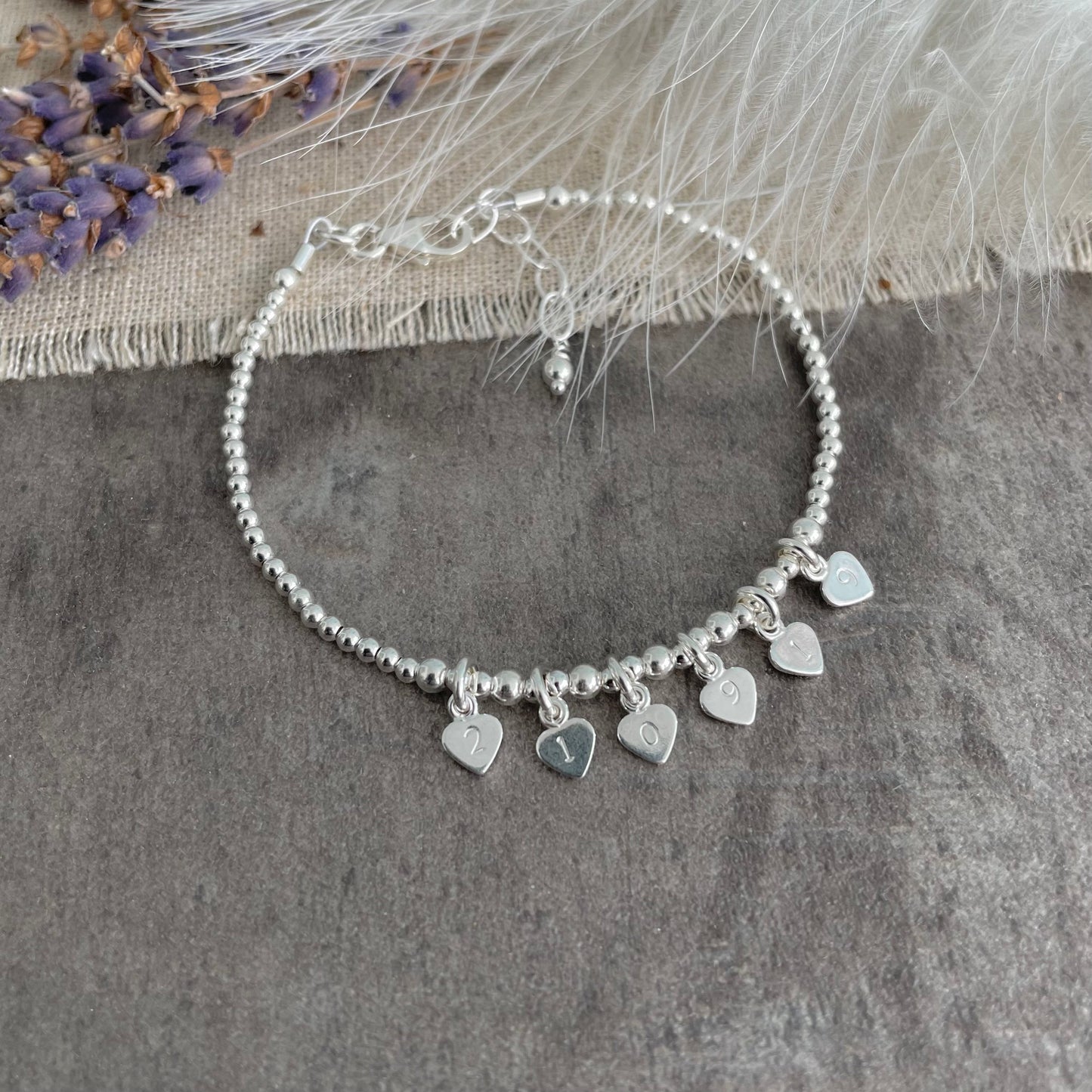 Wedding Date Bracelet, Gift for bride, Anniversary Gift, Wedding Day Jewellery in Sterling Silver