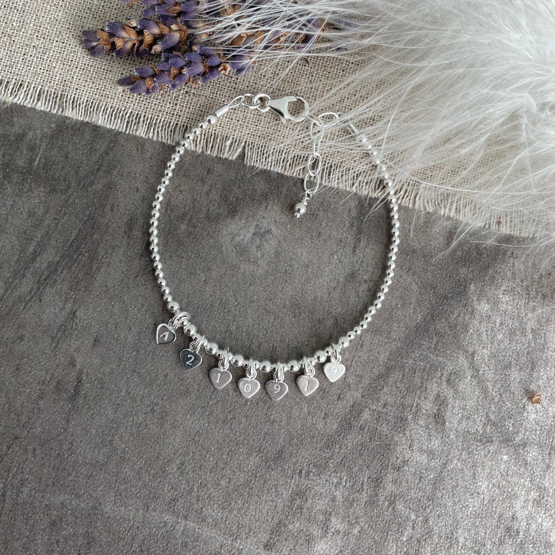 Bracelet for new mum, Dainty Date Bracelet with Baby Birth Date in Sterling Silver