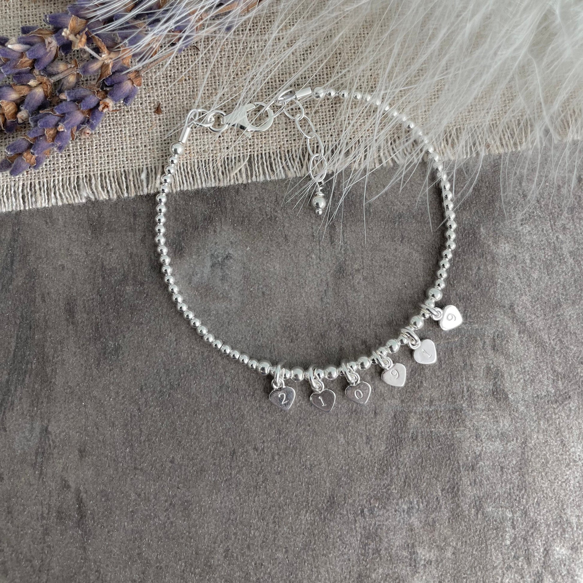 Bracelet for new mum, Dainty Date Bracelet with Baby Birth Date in Sterling Silver