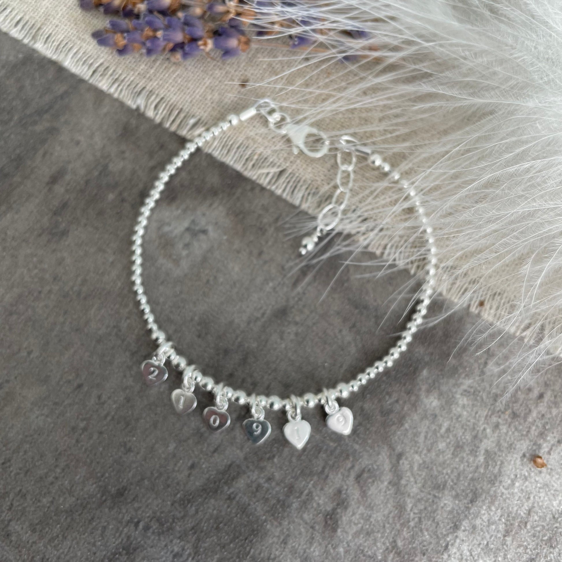 Wedding Date Bracelet, Gift for bride, Anniversary Gift, Wedding Day Jewellery in Sterling Silver