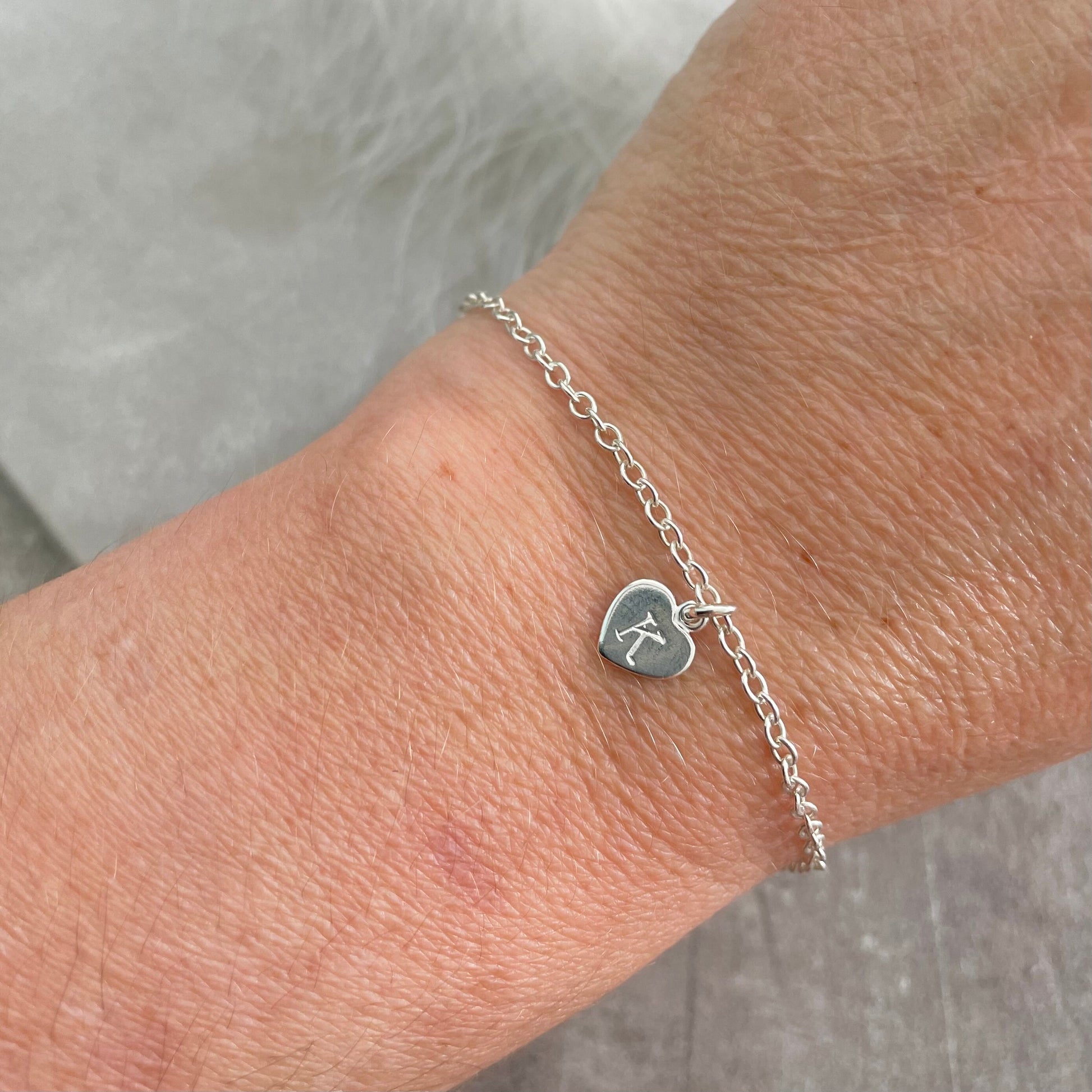 Personalised Initial Bracelet on Chain, Dainty Sterling Silver Jewellery