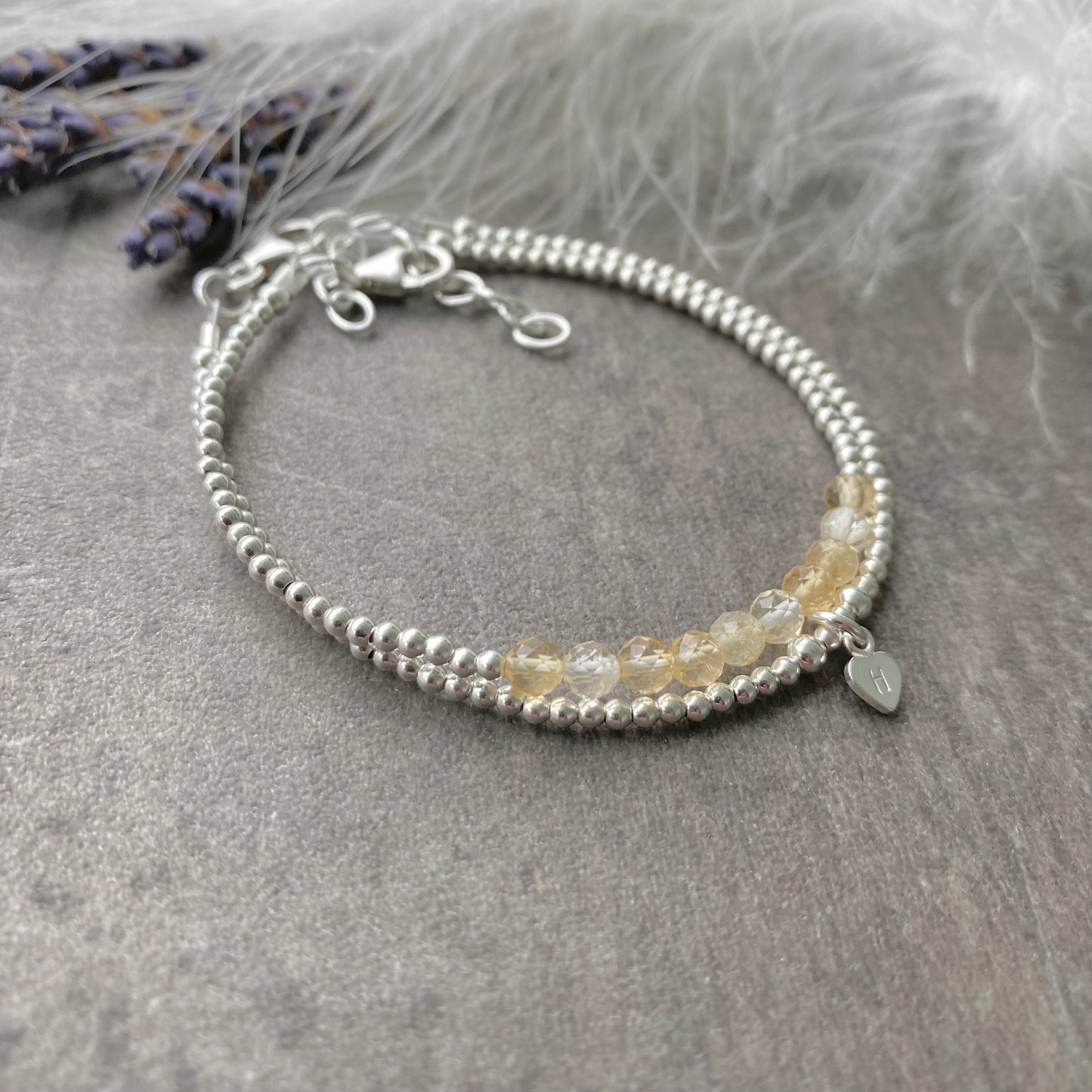 Personalised Citrine Bracelet Set, November Birthstone Jewellery