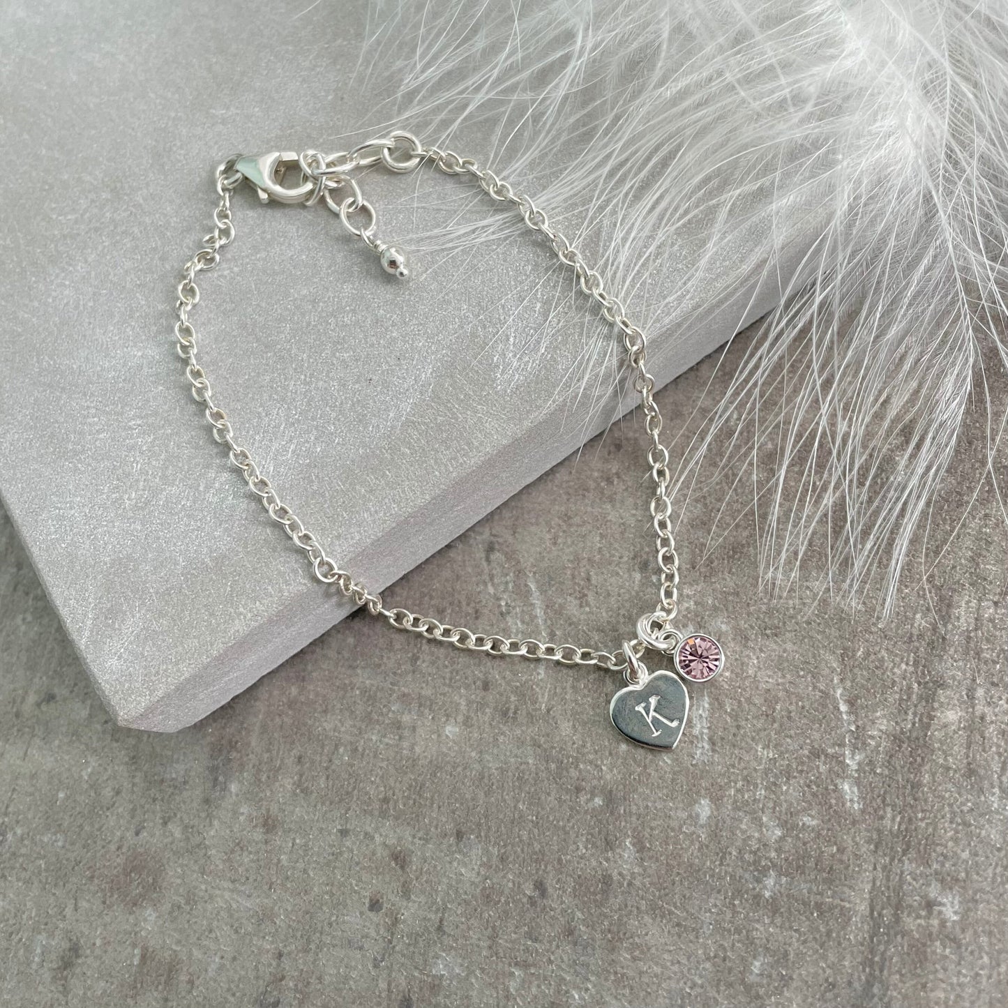 Personalised Initial Bracelet on Chain, Dainty Sterling Silver Jewellery
