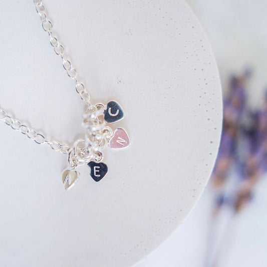 Very Dainty Personalised Necklace with family initials in Sterling Silver