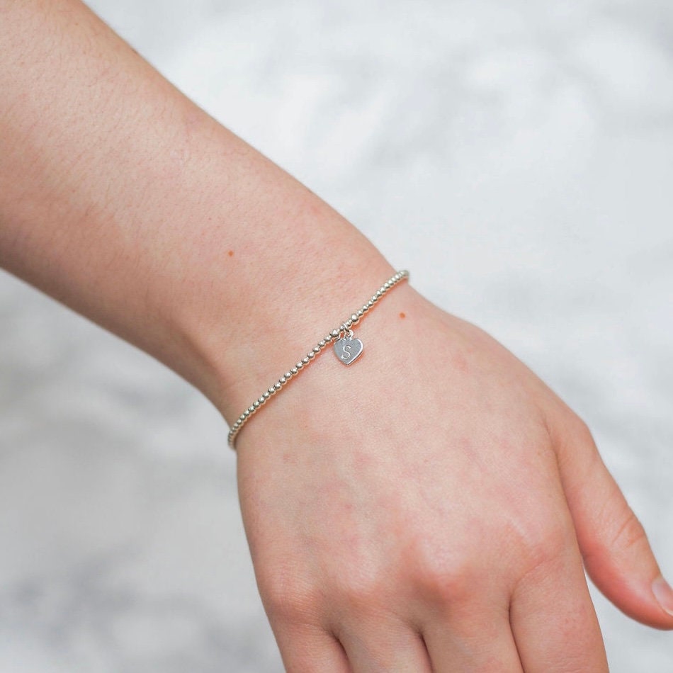 Prom Gift, Sterling Silver Initial Bracelet