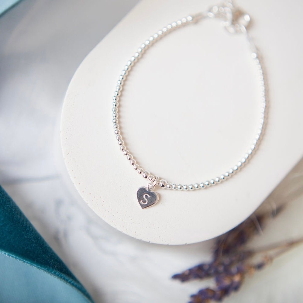 Prom Gift, Sterling Silver Initial Bracelet
