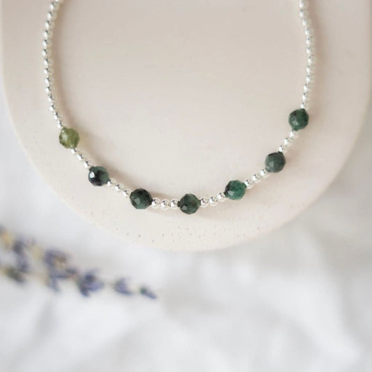 May Birthstone Sterling Silver Emerald Bracelet