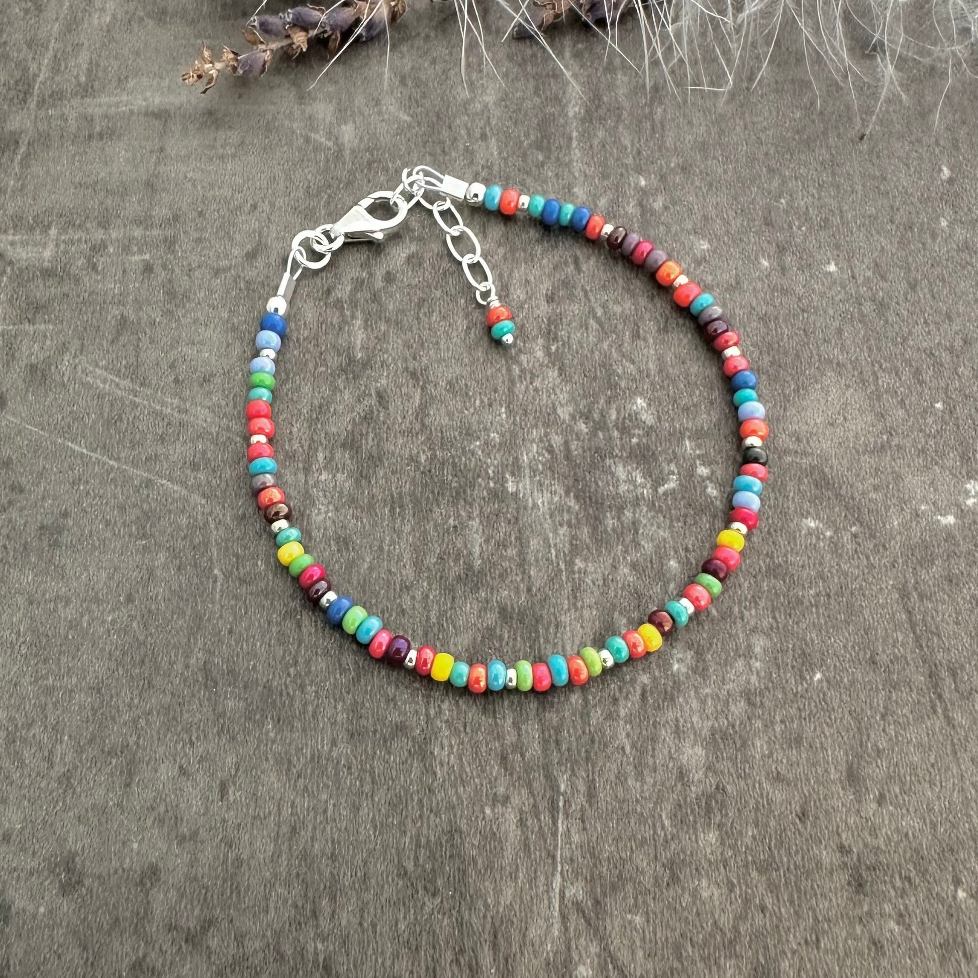 Colourful Summer Beaded Jewellery Set with seed beads anklet necklace bracelet