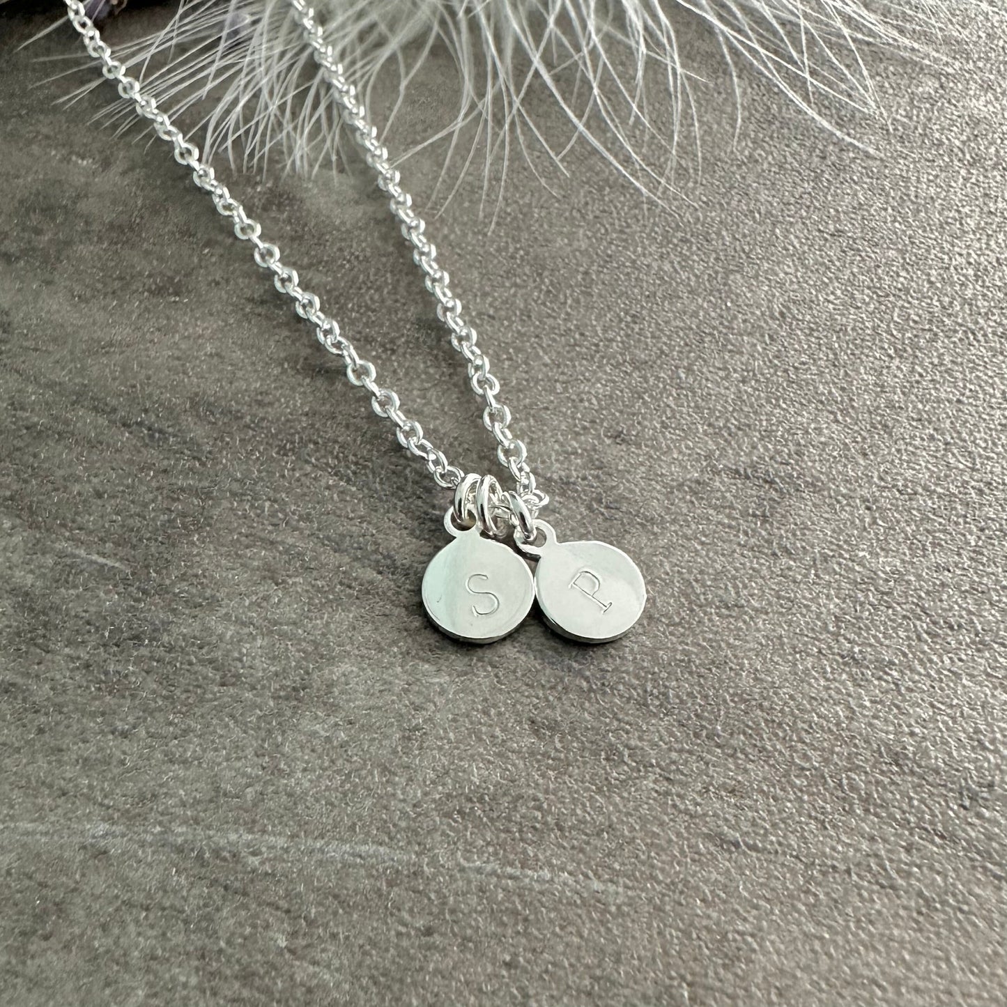 Family Initial Disc Necklace, Children or His Hers Initials Necklace