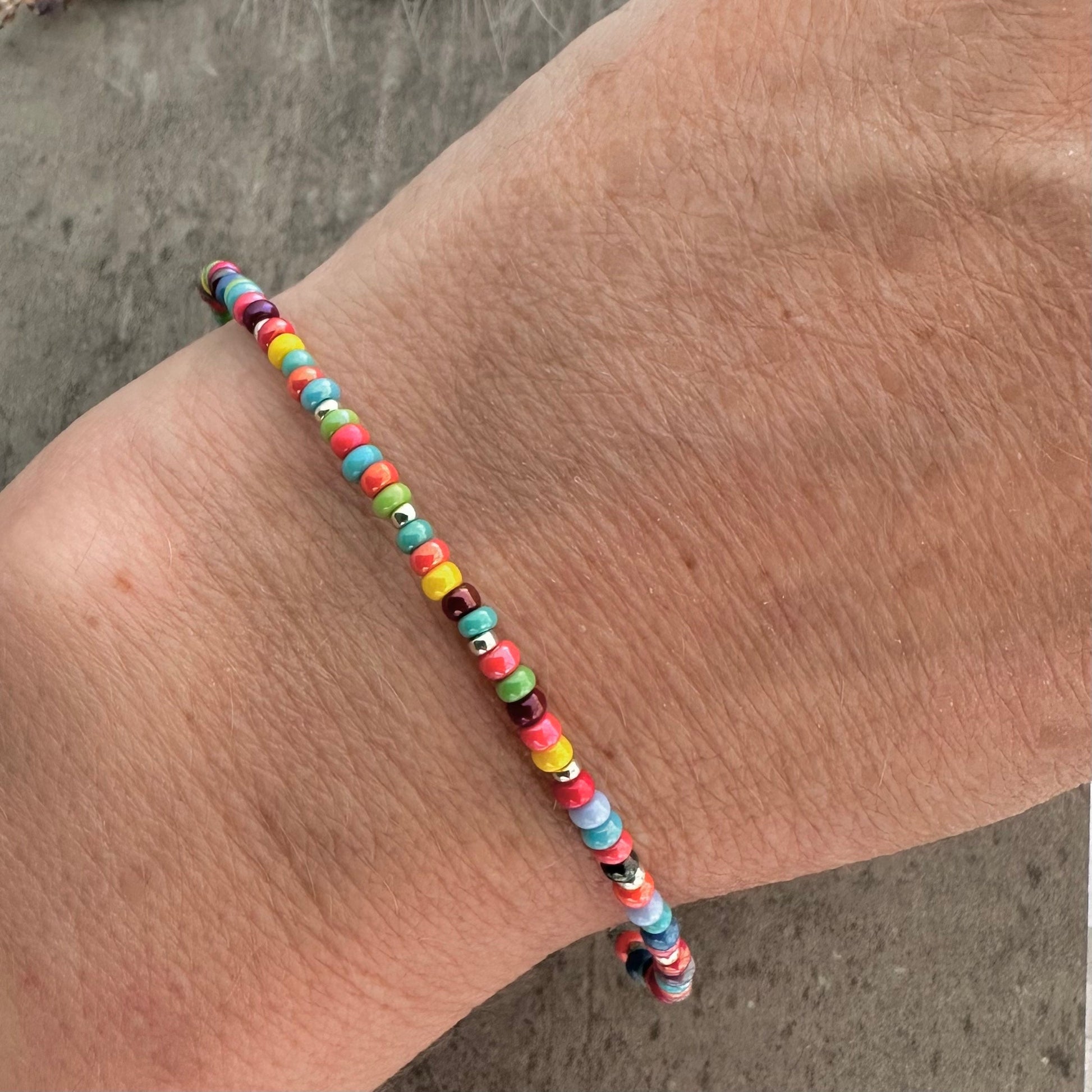 Colourful Summer Beaded Jewellery Set with seed beads anklet necklace bracelet