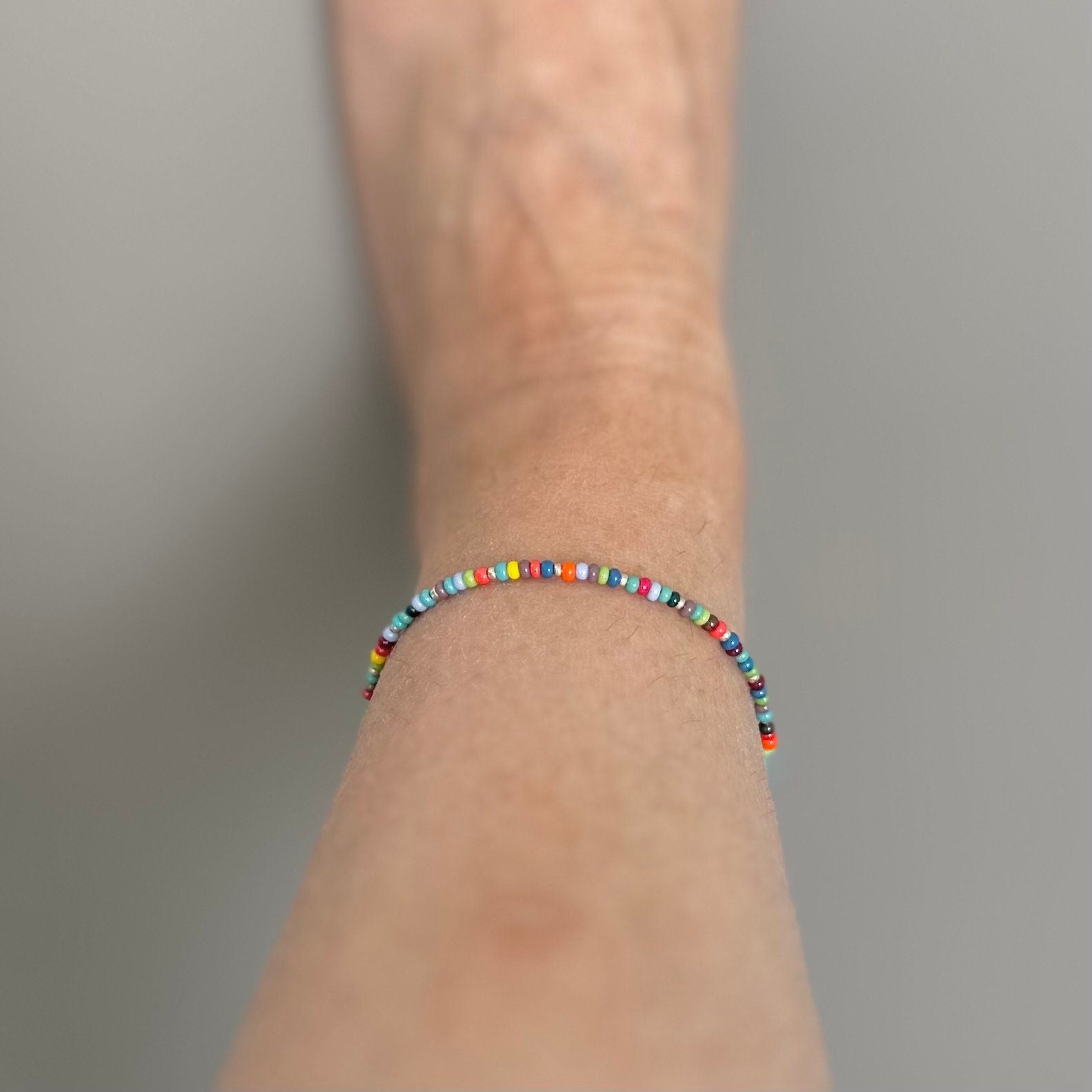 Colourful Summer Beaded Jewellery Set with seed beads anklet necklace bracelet