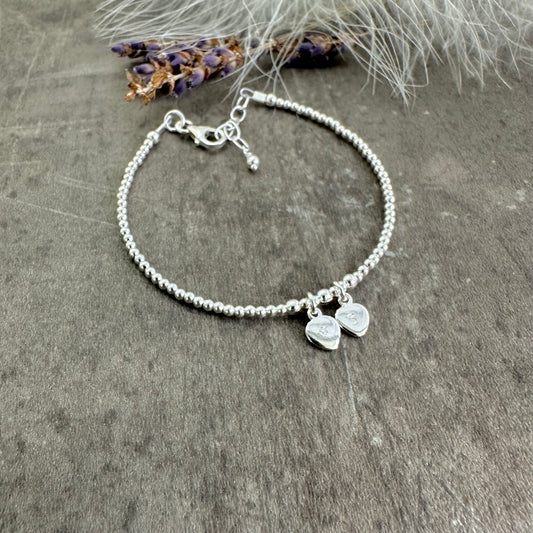 Rainbow Baby Loss Family Initial Bracelet in Sterling Silver