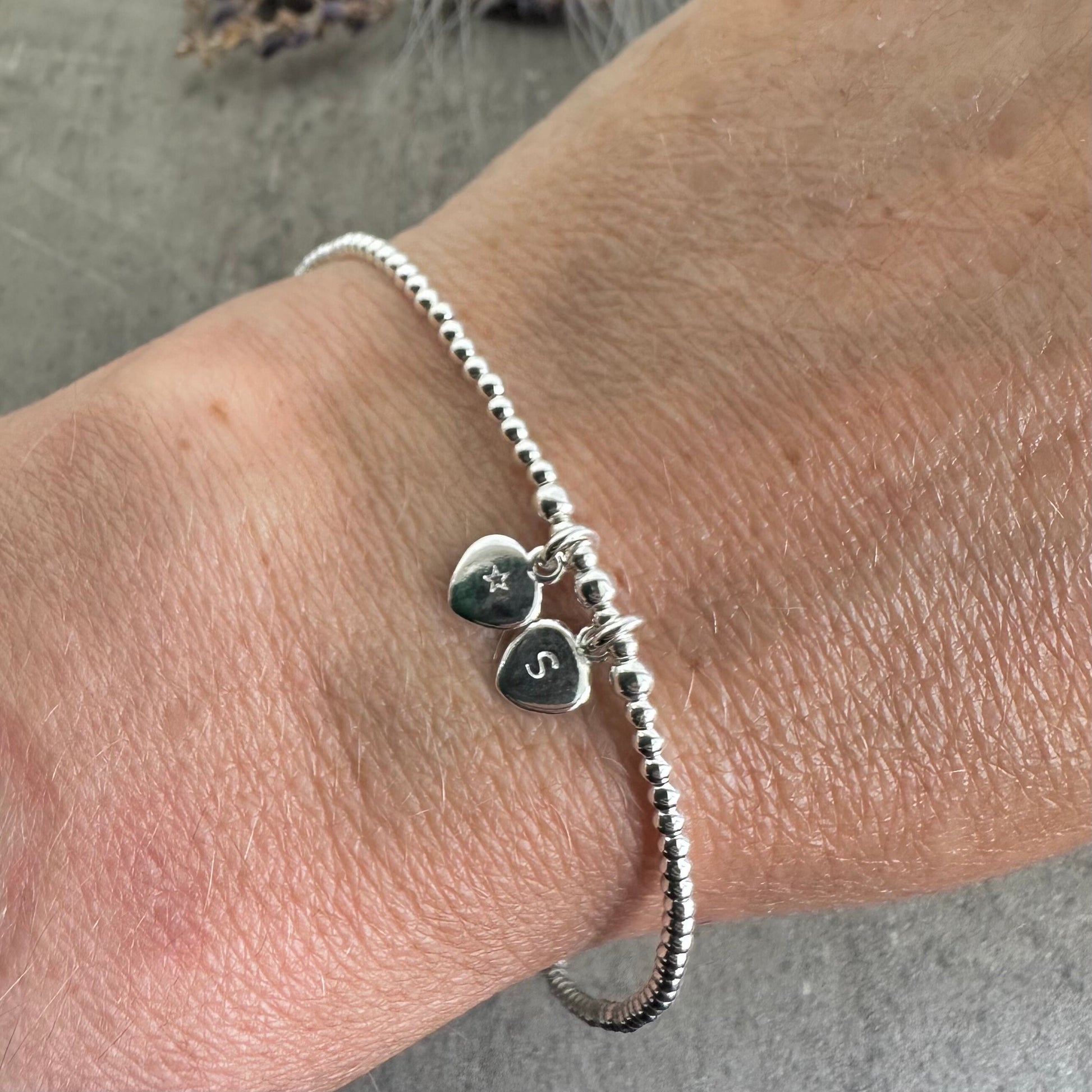 Rainbow Baby Loss Family Initial Bracelet in Sterling Silver