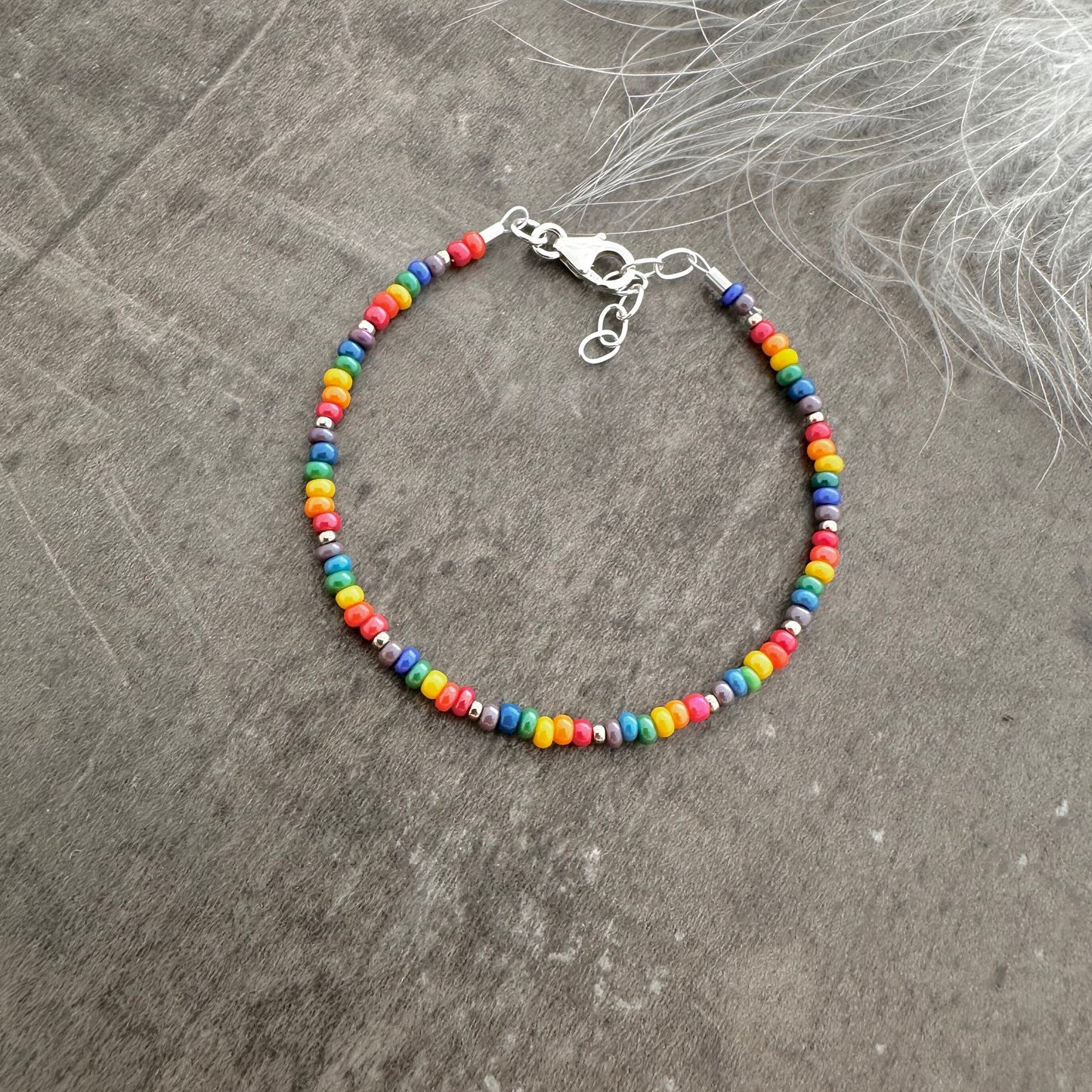 Rainbow Bracelet with 3mm seed beads