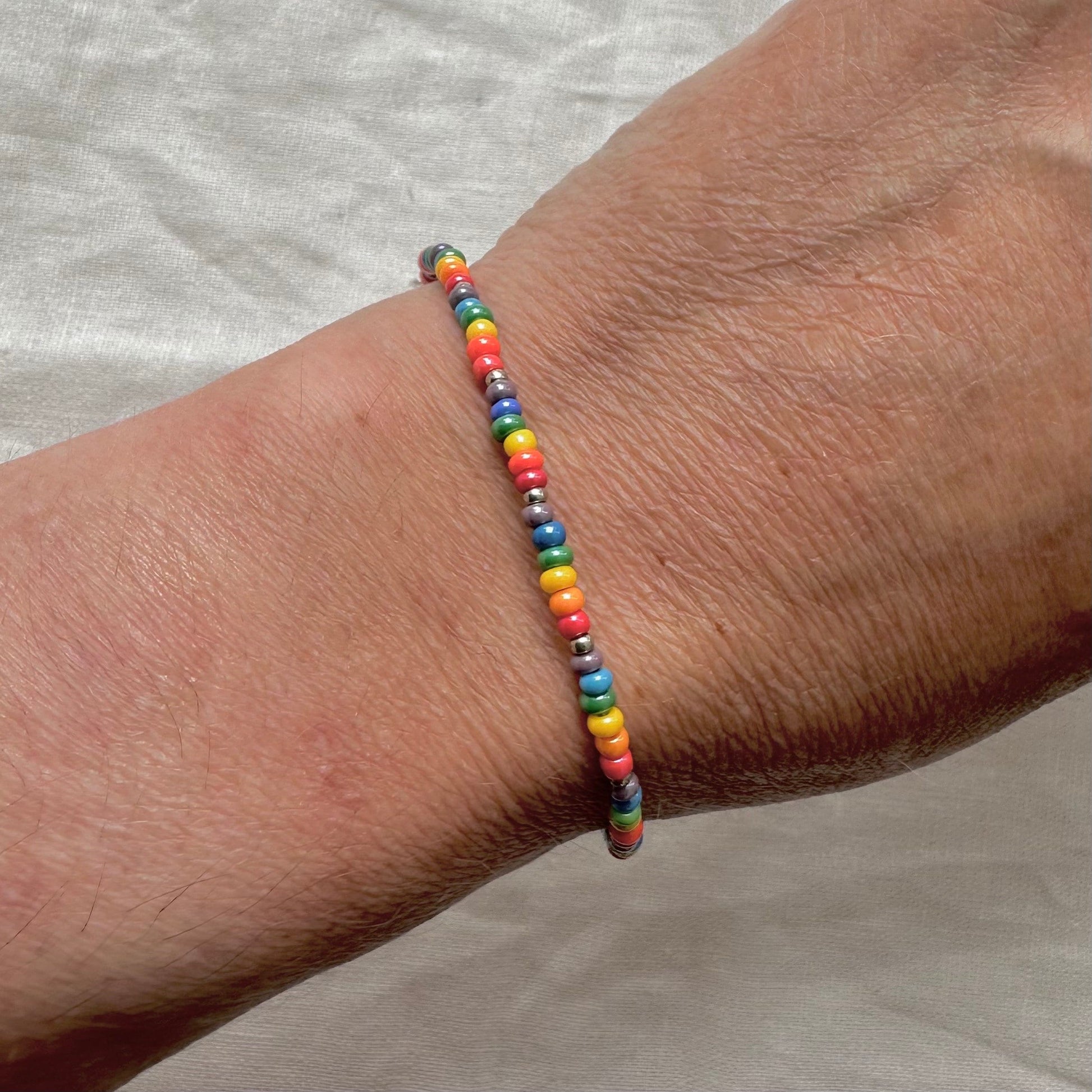 Rainbow Bracelet with 3mm seed beads
