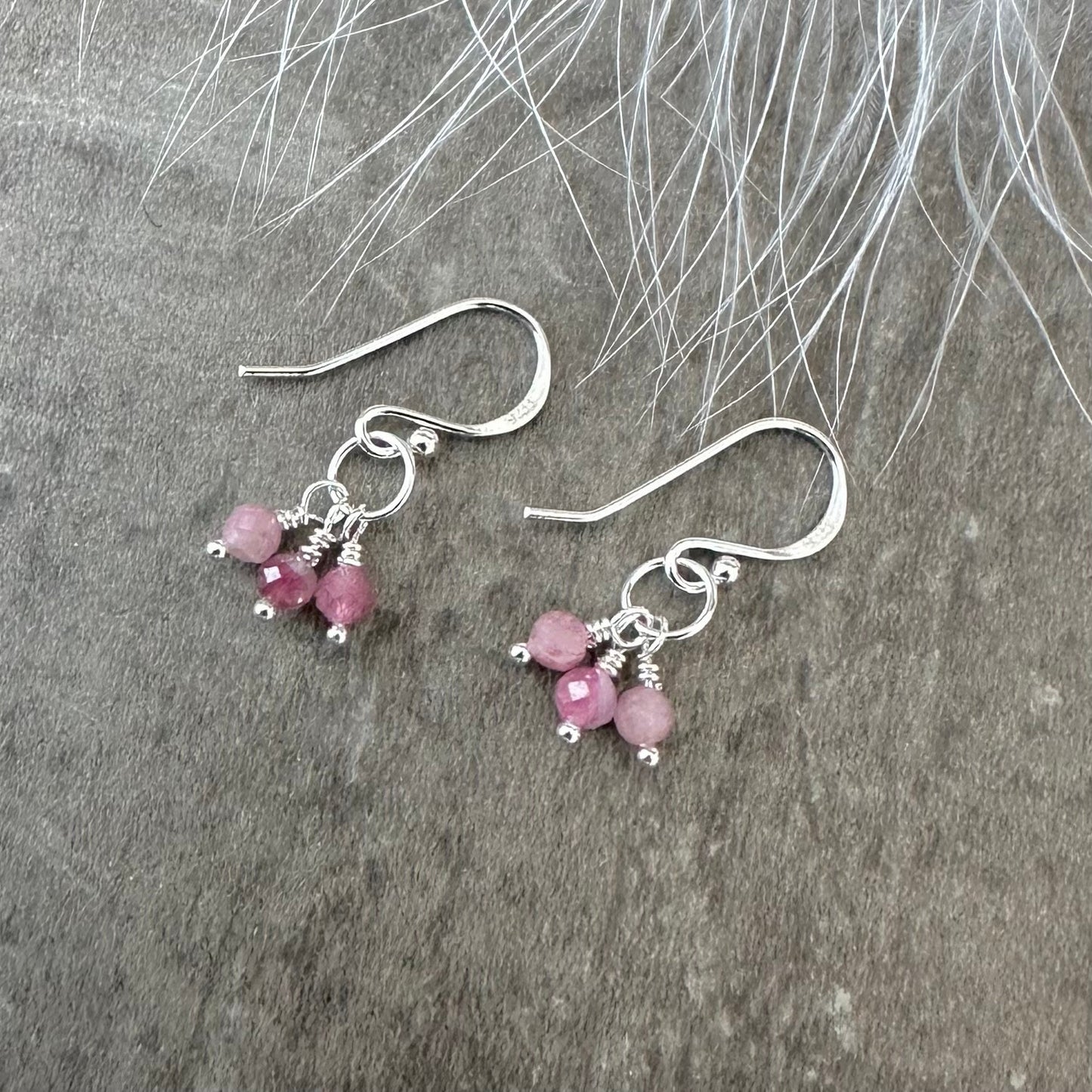 Sterling Silver Pink Tourmaline October Birthstone Earrings, Cascade Earrings