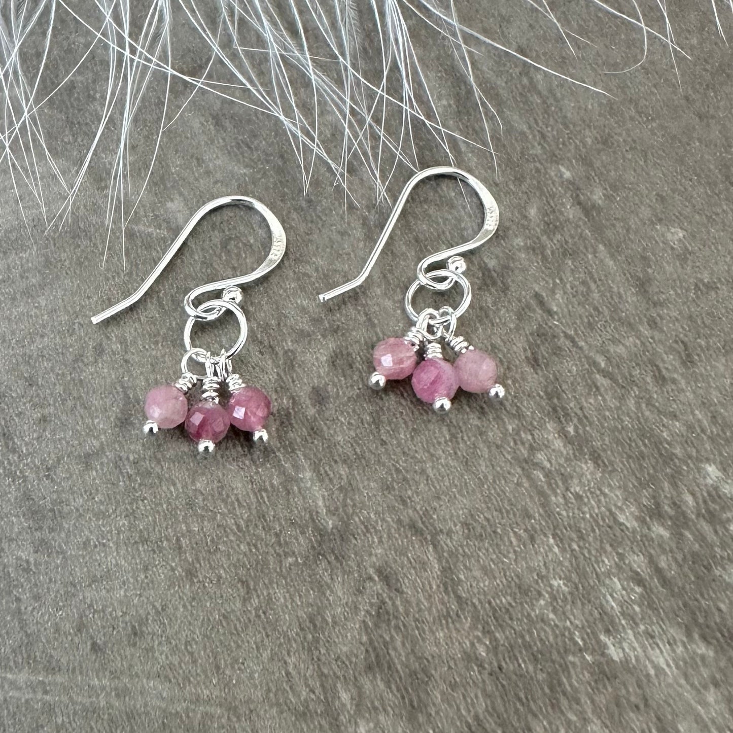 Sterling Silver Pink Tourmaline October Birthstone Earrings, Cascade Earrings