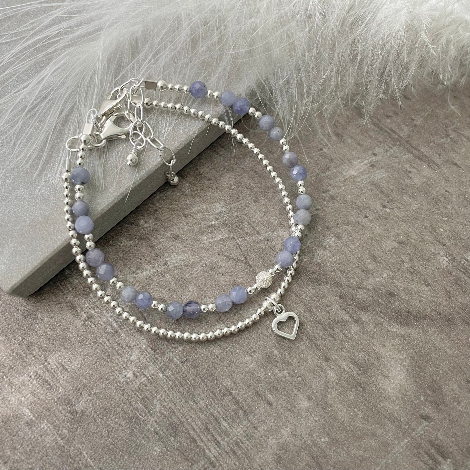 Tanzanite Bracelet Set made with December Birthstone and Sterling Silver, December Birthday Gift for Women